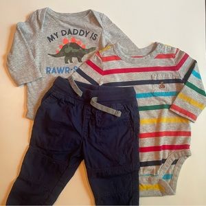 Baby Gap Carter’s 3 piece set rainbow dinosaurs baby boy unisex